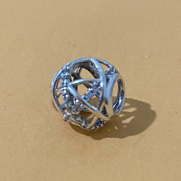 Pandora Sparkling Lines Openwork Charm , New . - Picture 3 of 9